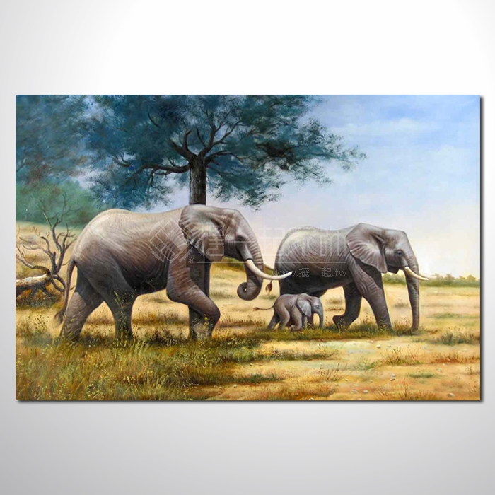 動物王國 大象10 油畫 裝飾...