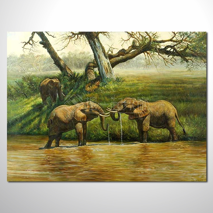 動物王國 大象15 油畫 裝飾...