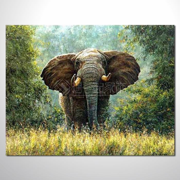 動物王國 大象16 油畫 裝飾...