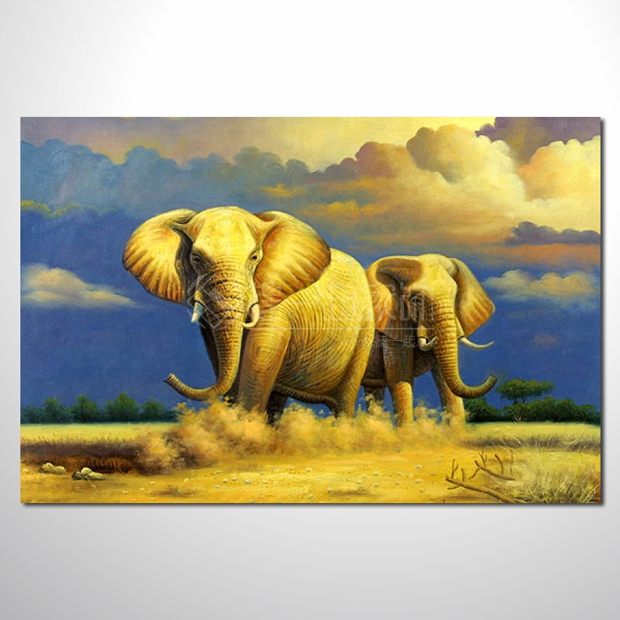 動物王國 大象01 油畫 裝飾...