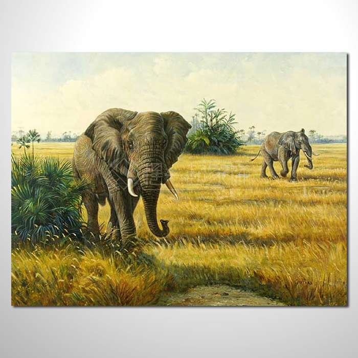 動物王國 大象06 油畫 裝飾...