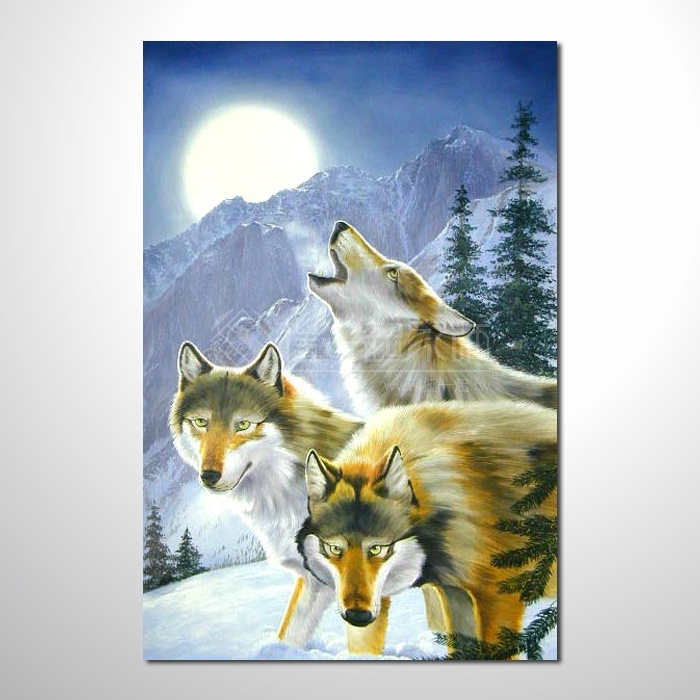 動物王國 狼06 油畫 裝飾品...